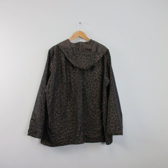 Portrait Women Reversible Jacket 1X Leopard Print Brown Metallic Hooded Vtg 652 - Picture 2 of 12